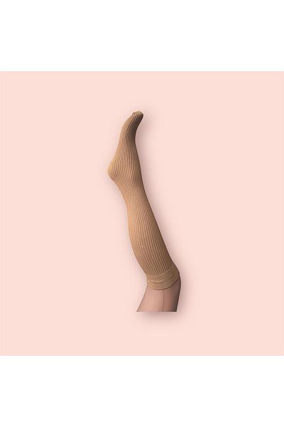 Daymod Rena 80 Denim Striped Patterned Women's Knee Socks - Skin Color Set of 3