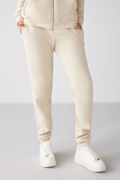 GRIMELANGE Marıtza Damen – Relaxed Vanilla-Jogginghose mit Fleece, 100 % Bio-Baumwolle, elastische Taille