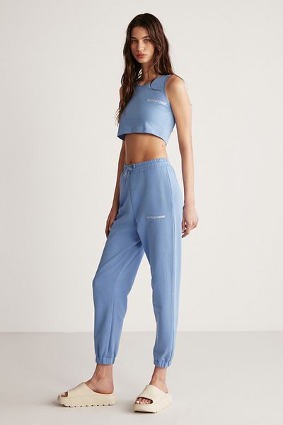 GRIMELANGE Caroline für Damen – Relaxed Fit, bestickte blaue Jogginghose, elastische Taille und Bein