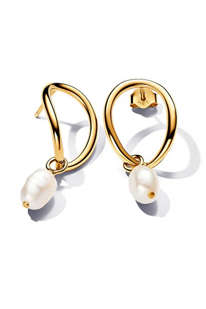 Pandora Doğal Şekilli Yuvarlak ve Barok İşlenmiş Tatlı Su Kültür İncisi Küpeler