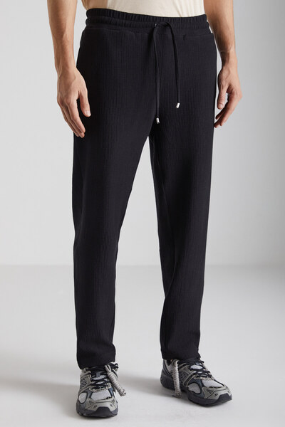 GRIMELANGE Ανδρικό ύφασμα με σχέδια Berthola κανονική εφαρμογή με 3 κλωστές μαύρο φούτερ από οργανικό βαμβάκι