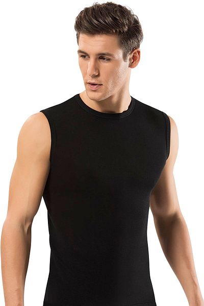 ERDEM İÇ GİYİM Erdem Black Ribbed Sleeveless Closed Collar Undershirt 1195