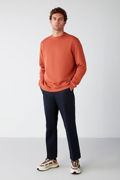 GRIMELANGE Travis Herren-Sweatshirt aus Bio-Stoff, weich, reguläre Passform, Rundhalsausschnitt, Orange