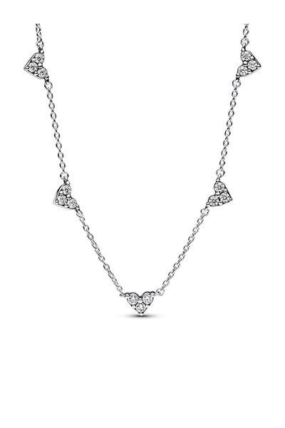 Pandora Üç Taşlı Kalpli Zincir Kolye