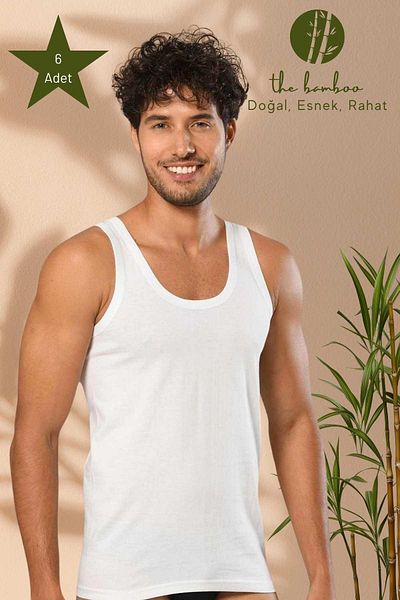 ERDEM İÇ GİYİM Weweus 3-Piece White Super Thin Men's Natural Bamboo Tank Top 11143