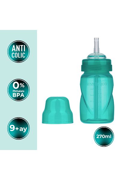 Mamajoo Akıtmayı Engelleyen Pipetli Bardak, 270 Ml, 12 Ay, Yeşil, 1 Adet