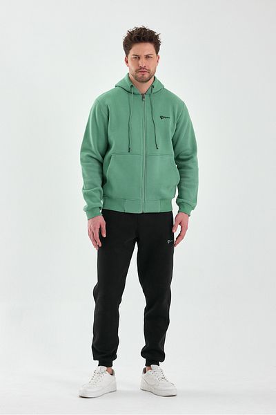 Piyera Men's Green Tracksuit Set with Hood, Zipper and Pocket - 5206