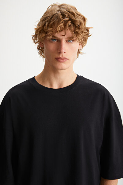 GRIMELANGE Ανδρικό Rhett - Μαύρο πλεκτό μπλουζάκι Basic, 100% οργανικό βαμβάκι, χαλαρή εφαρμογή