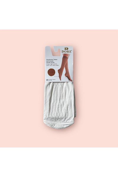 Dore Women's Cream Color Anti-Slip Hajj and Umrah Tawaf Socks Knee Socks