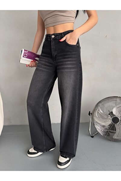 alanora Women's High-Waist Pale Effect Vintage Palazzo Jeans