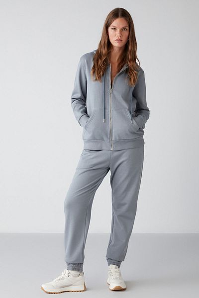 GRIMELANGE Blaue Damen-Jogginghose mit regulärer Passform von Marıtza, elastischem Bund und Beinen und Fleece-Innenseite