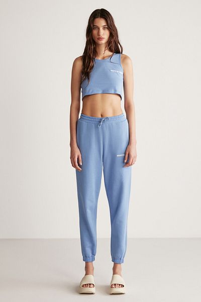 GRIMELANGE Caroline für Damen – Relaxed Fit, bestickte blaue Jogginghose, elastische Taille und Bein