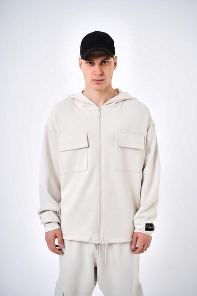 Respire Hooded Zip Oversize Hoodie with Pocket Detail