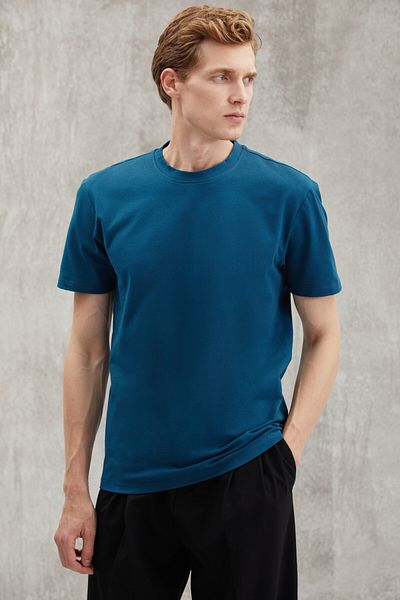 GRIMELANGE Ανδρικό μπλουζάκι Chad Slim Fit Ultra Stretchy με κοντό μανίκι με στρογγυλή λαιμόκοψη Petrol Green