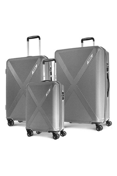 American Tourister CUATRO 3-Piece Silver Hard Shell Luggage Set with TSA Lock – Sizes 55/68/79