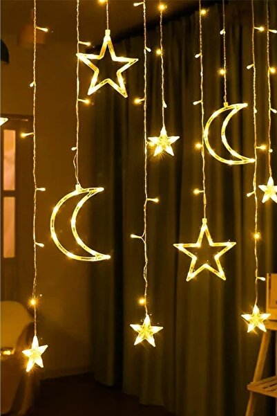 GOLDENSTAR Yıldızlı Perde Salkım Saçaklı Led Işıklar Animasyonlu