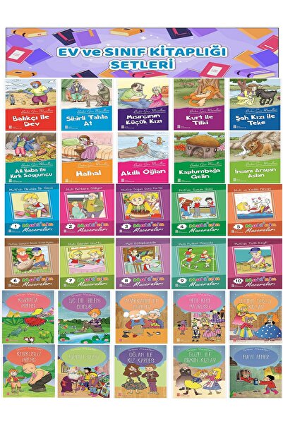 Ata Yayıncılık 1.Sınıflar İçin Ev ve Sınıf Kitaplığı 30 lu Hikaye Seti (16 Sa...