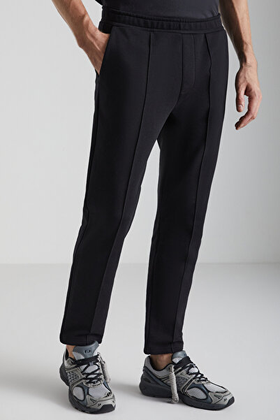 GRIMELANGE Scuby ανδρική κανονική εφαρμογή Άνετη εφαρμογή με ραβδώσεις ελαστική μέση με τρεις τσέπες μαύρη φούτερ