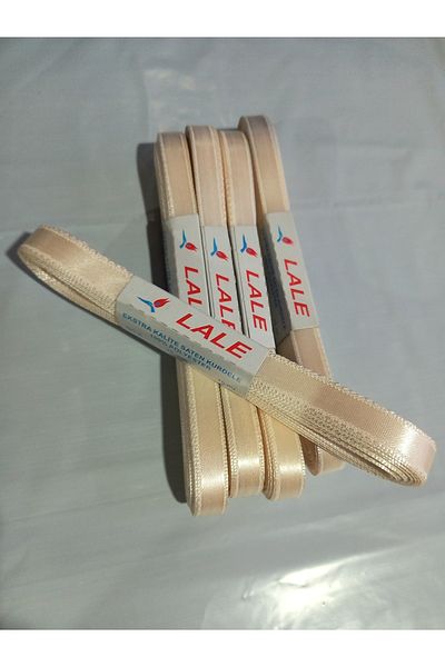 yörük tuhafiye 50 Meters Cream Satin Ribbon - 1 cm Ball Satin Ribbon