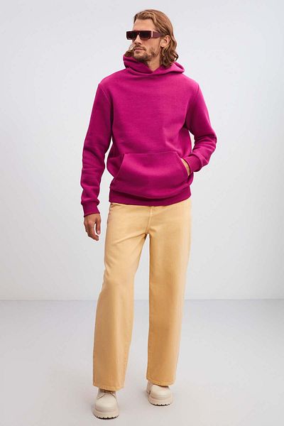 GRIMELANGE Draco Men - Organic Fabric, Fleece, Soft Kangaroo, Hooded Plum Sweatshirt