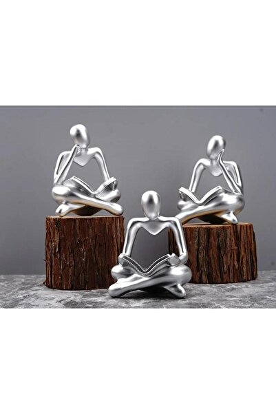 SUME İskandinav Tarz 3 Adet Lüks Stil Kitap Okuyan İnsan Figürü Soyut Şekil B...