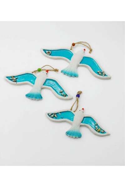 SUME Deniz Kabuklu Üçlü Martı Duvar Süsü Üçlü Kuş Ev Dekor Hediyelik Eşya