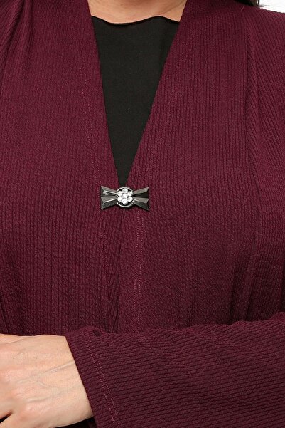 Laden Large Size Spring Summer High Quality Mother Asymmetric Burgundy Women's Cardigan