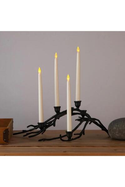 SUME 4 Adet Pilli Mum Led Alevsiz Dekoratif Aydınlatma Düğün Dekorasyon 28 Cm