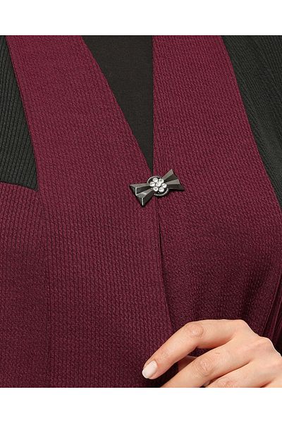 Laden Large Size Flowy Hijab Long Mother Spring Summer Women's Burgundy Asymmetrical Vest