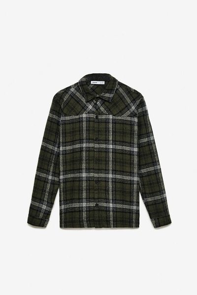 GRIMELANGE Men's Khaki Shirt - Cotton, Lapel Relaxed, Lumberjack Style