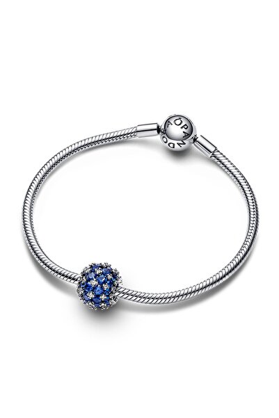 Pandora Işıltılı Pavé Yuvarlak Mavi Charm