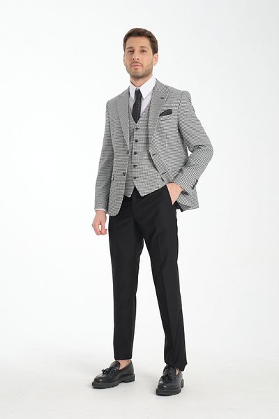 Frappoli Λούτσο Slim Fit Μονόχρωμο κοστούμι με διπλό σχιστό γιακά