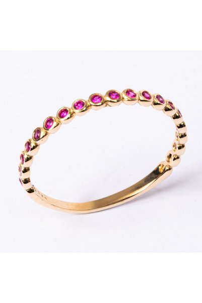 FasekGold Gümüş Yüzük - 0.30 Karat Ruby Taşlı Yarım Tur 925 Ayar Hediye Gümüş Yüzük