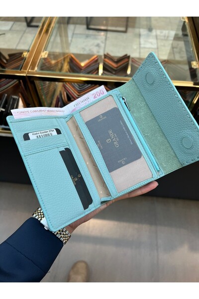 Deriza М'ятно-зелений Grande 2784 Жіночий гаманець з натуральної шкіри