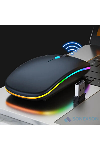 SONEX Kablosuz Bluetooth Mouse Rgb Ledli Şarj Edilebilir Sessiz Kullanım
