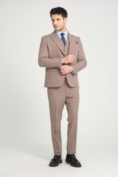 Frappoli Slim Fit Men's Solid Mono Neck Double Slit Lined Suit Dress