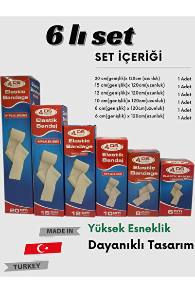 DS Sağlık Elastik Bandaj 6’lı Set Yüksek Kalite Esneklik ve Dayanıklılık set ...