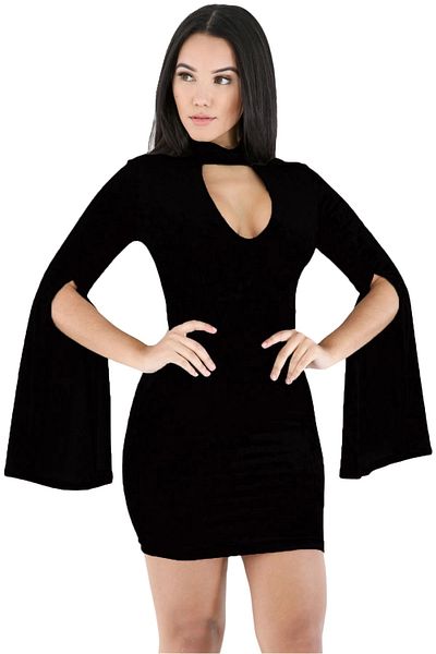 DEFNADA B 101395   Rochie cu mâneci decupate