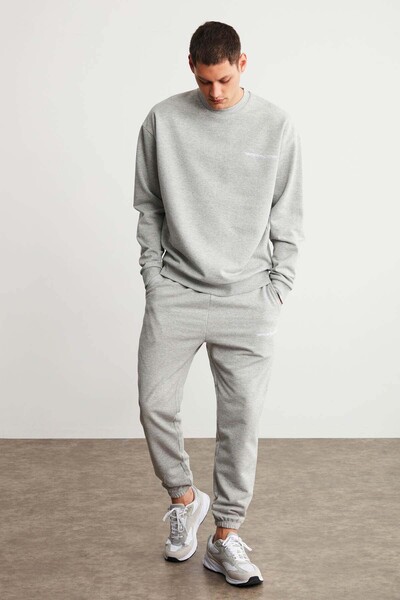 GRIMELANGE Marshall Erkek Pamuklu Içi Polarlı Nakışlı Relaxed Grimelanj Eşofman Takımı