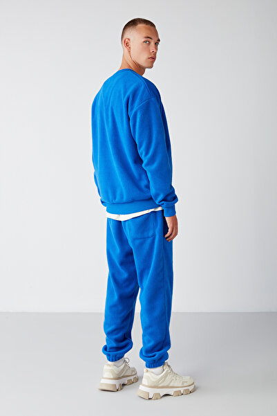 GRIMELANGE Ανδρικό φλις ύφασμα Benedıct με χοντρή υφή τσέπες Saks μπλε φούτερ