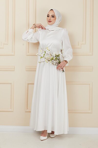 Olcay Rozšířené večerní šaty s doplňky na opasek EKRU 1602