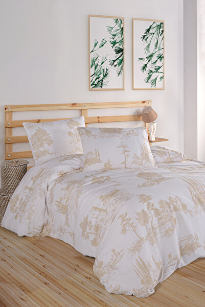 Marielouhome طقم غطاء لحاف مزدوج مصنوع من القطن بنسبة 100% باللون البيج