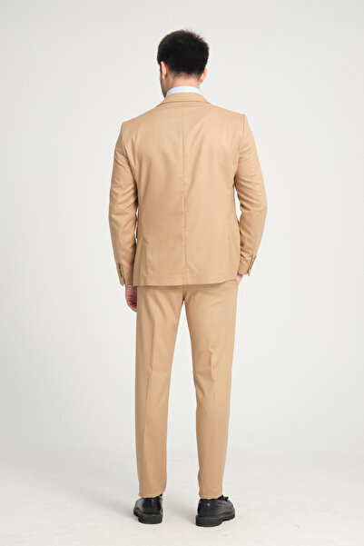 Frappoli Slim Fit Erkek Düz Mono Yaka Çift Yırtmaçlı Astarlı Takim Elbise