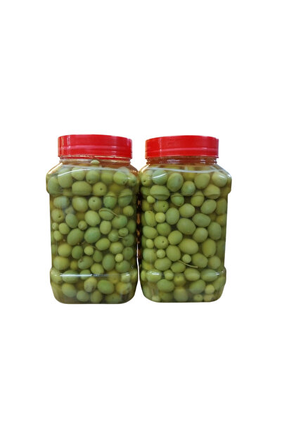 Gelinler Dağı Hatay Yöresel Hakiki Halhalı Tüm Yeşil Zeytin 1400 Cc X 2 Kavan...