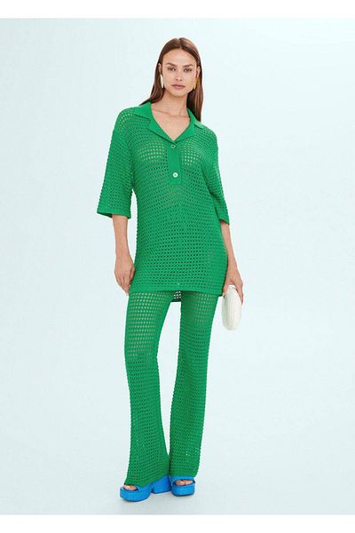 MANGO Woman Polo supradimensionat țesut perforat