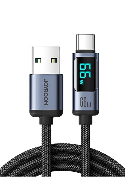 Joyroom 66W USB'den Type-C Dijital Ekranlı Şarj Göstergeli Şarj Kablosu 1.2MT