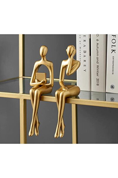 SUME İskandinav Tarz Dekoratif 2 Adet Soyut Düşünen Heykel Biblo Ev Dekorasyo...
