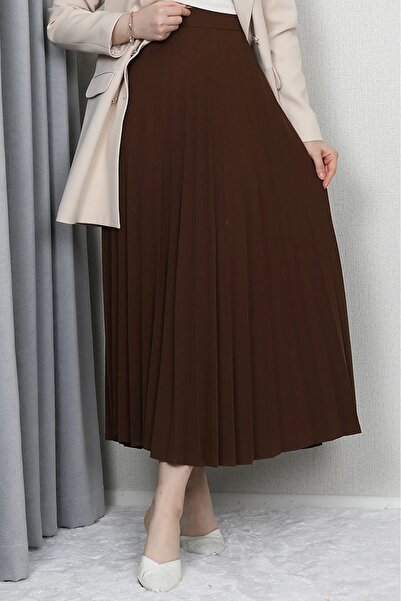 Bahar Altundemir KREP KUMAŞ PİLİSELİ ETEK, Tesettür Etek, Uzun Piliseli Etek