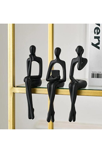 SUME İskandinav Tarz Dekoratif 3 Adet Soyut Düşünen Heykel Biblo Ev Dekorasyo...