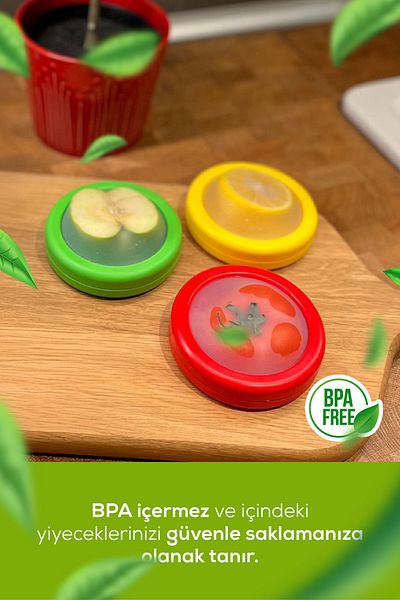 Vienev Fruit and Vegetable Preservation Set for 3 Color Refrigerator - Lemon, Onion, Tomato Storage Box